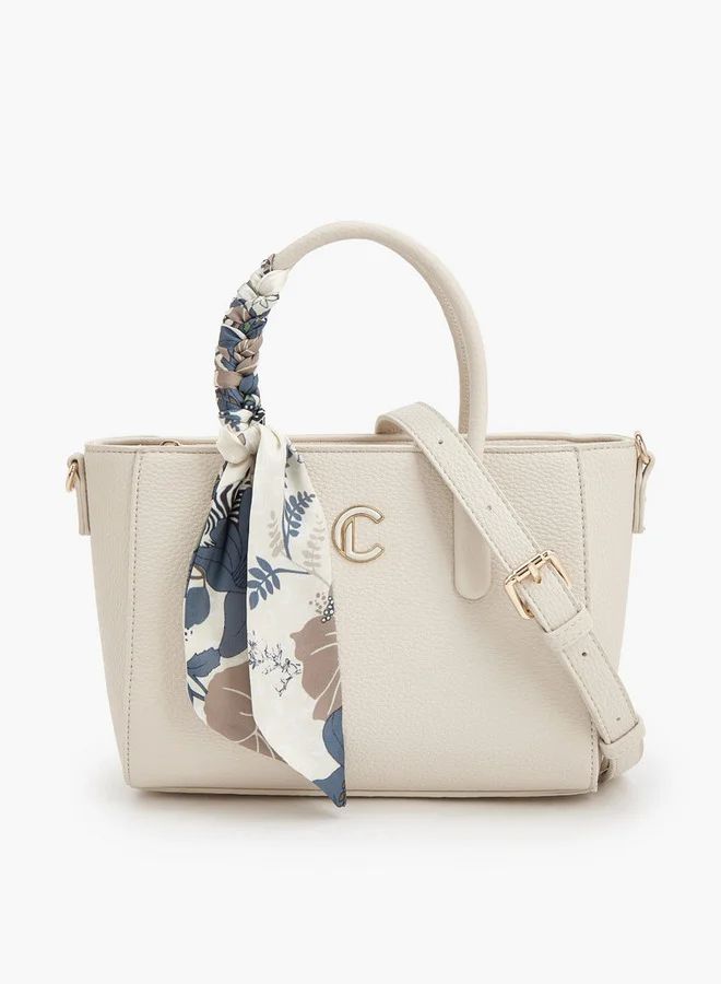 لو كونفورت Scarf Accent Tote Bag With Detachable Strap